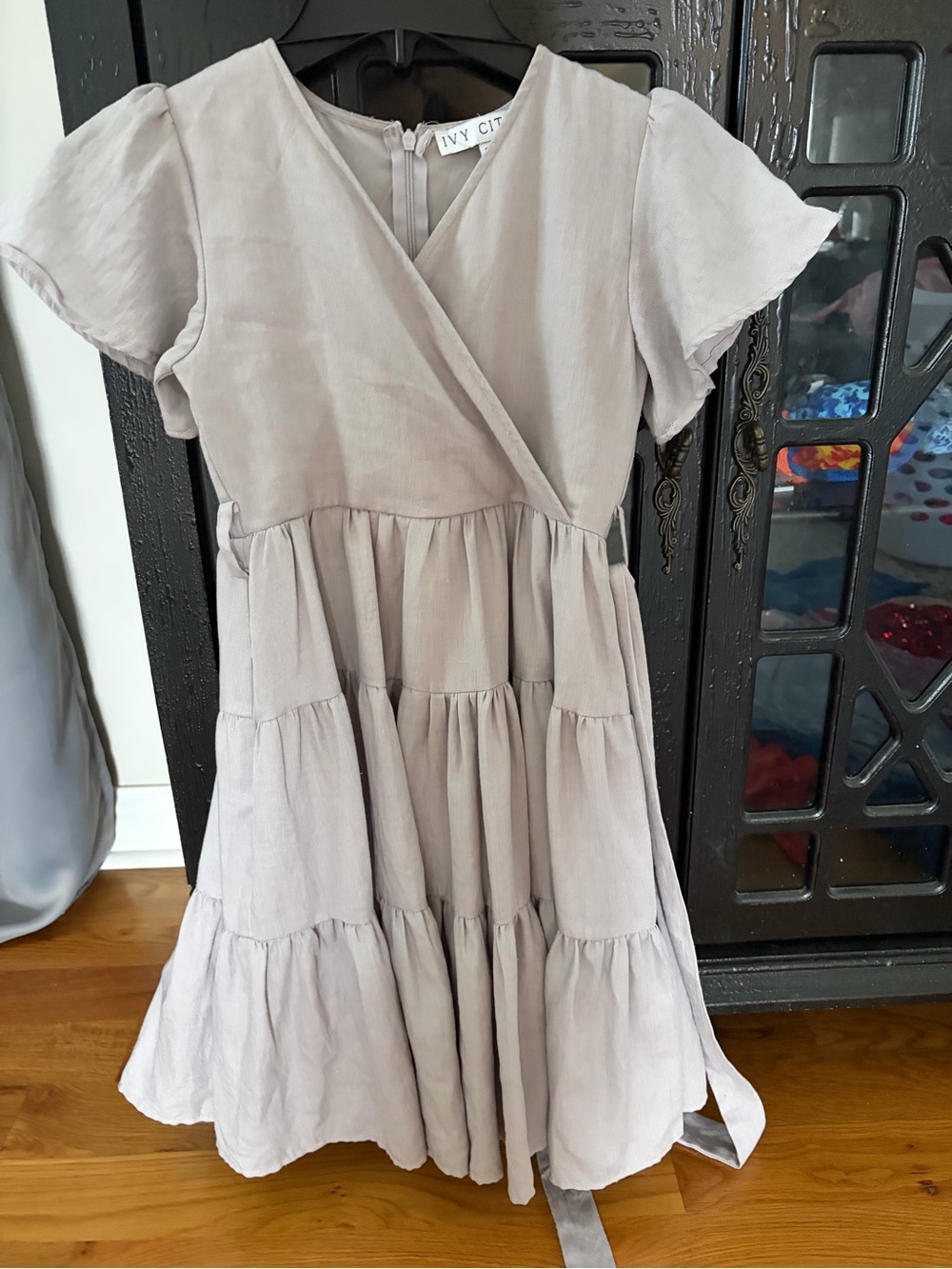 Ivy City Girls' Tiered Wrap-Front Dress